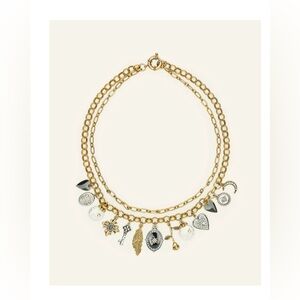 Gold and Silver Charm Necklace Patricia Nash double chain